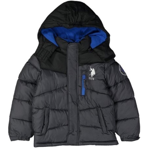 U.S. Polo Assn.Charcoal & Black Puffer Coat - Boys 4